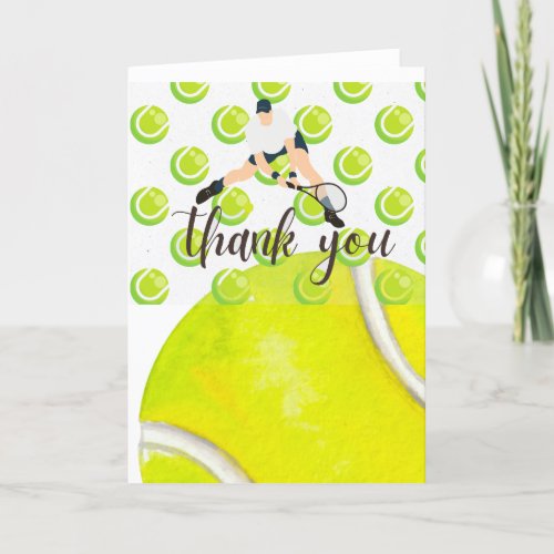 Tennis thank you card with  Player watercolor