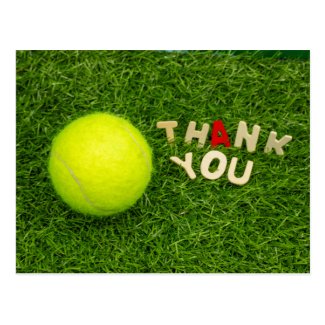 Tennis Thank you card with tennis ball and word