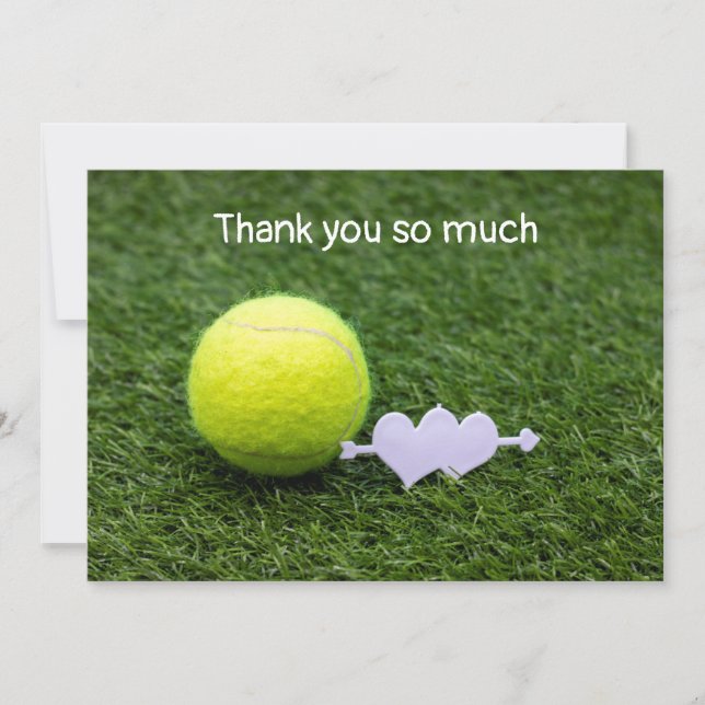 Tennis Thank you card with tennis ball on green (Front)