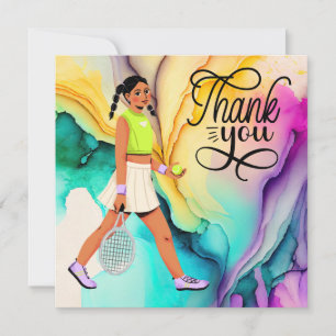 Tennis thank you card with woman player
