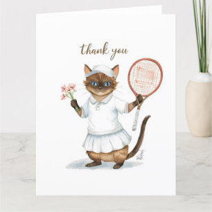 Tennis Thank you cat for cat lovers Card