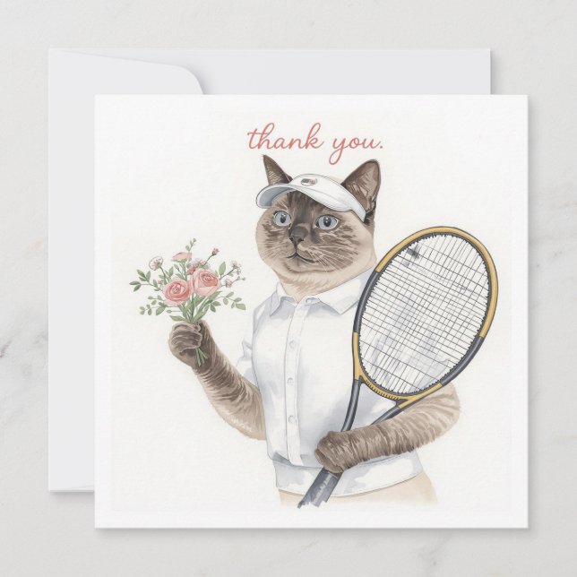 Tennis Thank you cat for cat lovers Card (Front)