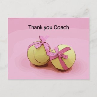 Tennis Thank you coach tennis ball pink ribbon Postcard