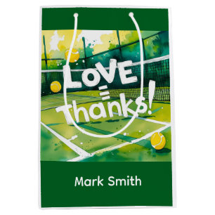 Tennis Thank you party with racket and ball Medium Gift Bag