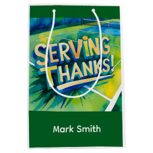 Tennis Thank you party with racket and ball Medium Gift Bag