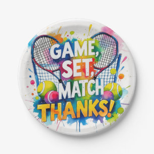 Tennis Thank you party with racket and ball  Paper Plates