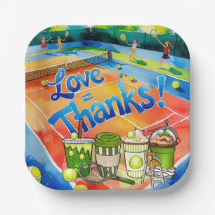 Tennis Thank you party with racket and ball Paper Plates
