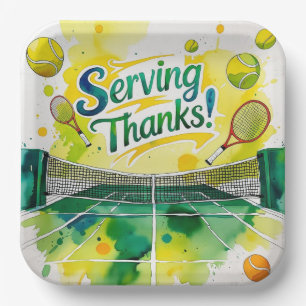 Tennis Thank you party with racket and ball  Paper Plates