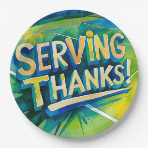 Tennis Thank you party with racket and ball Paper Plates