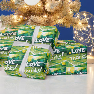 Tennis Thank you party with racket and ball Wrapping Paper
