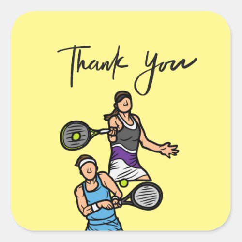 Tennis Thank you  Square Sticker