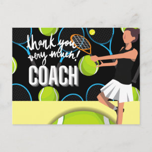 Tennis Thank you very much coach with tennis woman Postcard