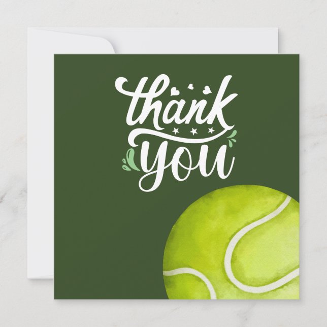 Tennis Thank you  with ball on green  (Front)