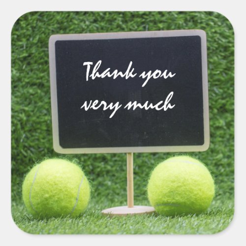 Tennis Thank you with tennis balls Square Sticker
