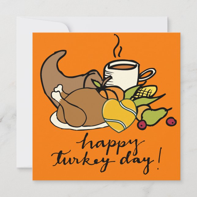 Tennis Thanksgiving  theme Holiday Card (Front)
