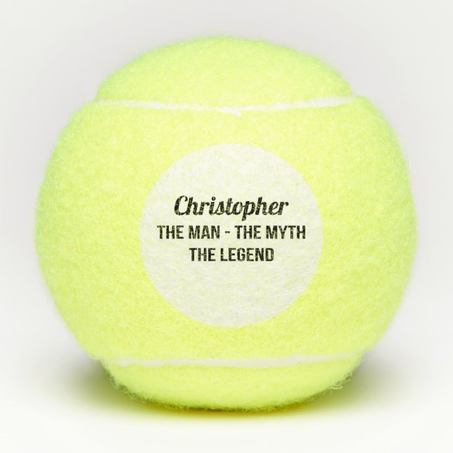 Tennis The Man The Myth The Legend Monogrammed Tennis Balls (Front)