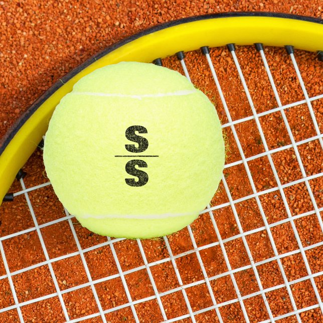 Tennis Theme Big Bold Monogrammed Balls (Bold Monogrammed Tennis Balls for single and doubles players. )