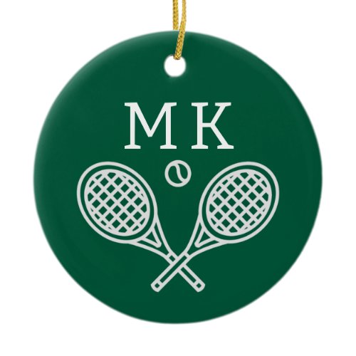 Tennis Theme Big Bold Monogrammed Ceramic Ornament