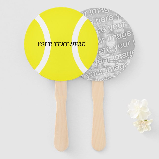 Tennis theme Birthday or wedding party photo Hand Fan (Front and Back)