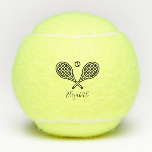 Tennis Theme Elegant Script Monogram Name Tennis  Tennis Balls