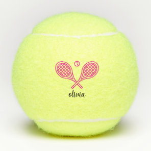 Tennis Theme Girly Pink Monogrammed Name Balls