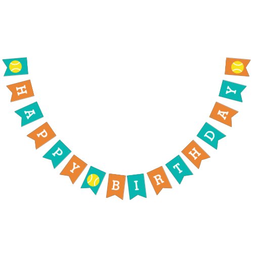 Tennis theme Happy Birthday Party Bunting Banner