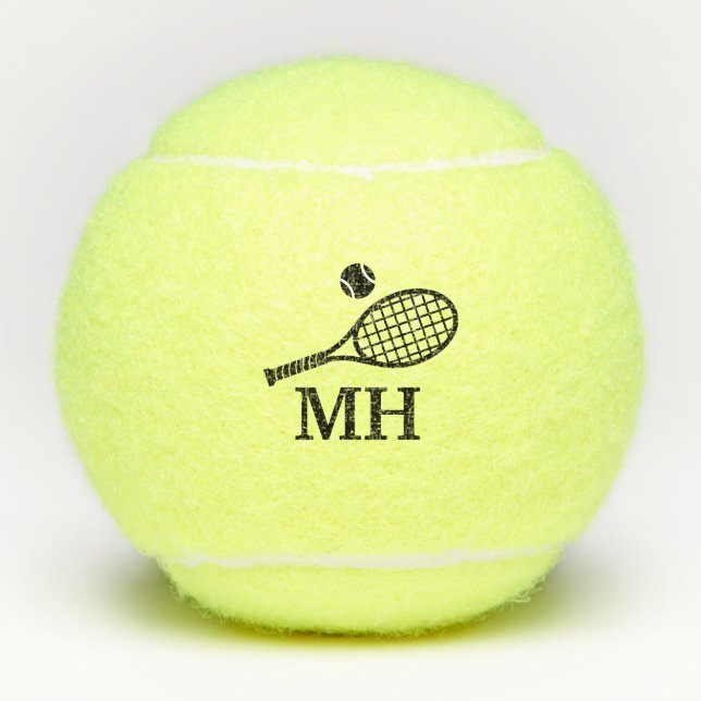 Tennis Theme Monogram Initials Tennis Balls (Front)
