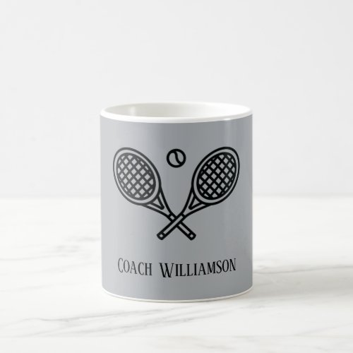 Tennis Theme Monogrammed Name Coach Coffee Mug