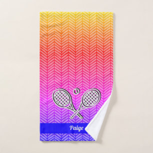 Tennis Theme Monogrammed Name Tennis Ball Hand Tow Towel