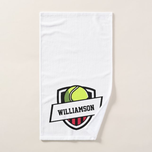 Tennis Theme Monogrammed Name Tennis Ball Hand Towel (Hand Towel)
