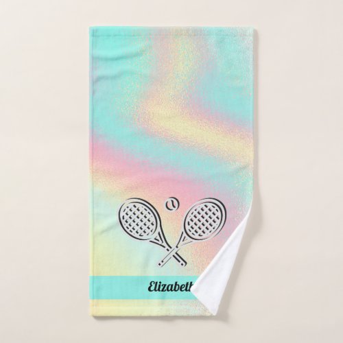 Tennis Theme Monogrammed  Name Tennis Ball Hand Towel