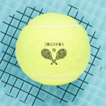 Tennis Theme Monogrammed Name Tennis Balls<br><div class="desc">Single tennis players and doubles teams will love this tennis themed designed. Modern logo icon style design with two rackets and a ball. Add your name to create a customized design.</div>