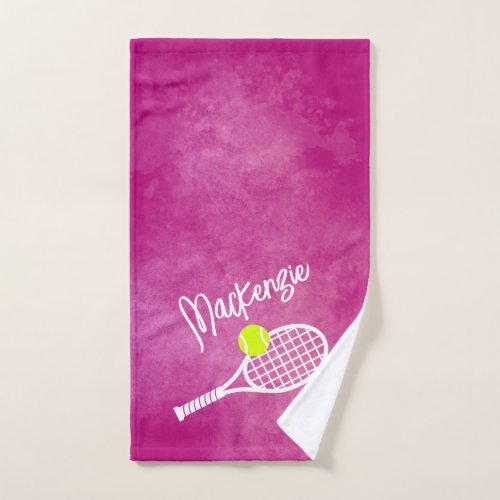 Tennis Theme Pink Tie Dye Aesthetic Personalized Hand Towel