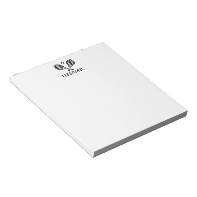 Tennis Theme Simple Modern Monogrammed Name Notepad (Angled)