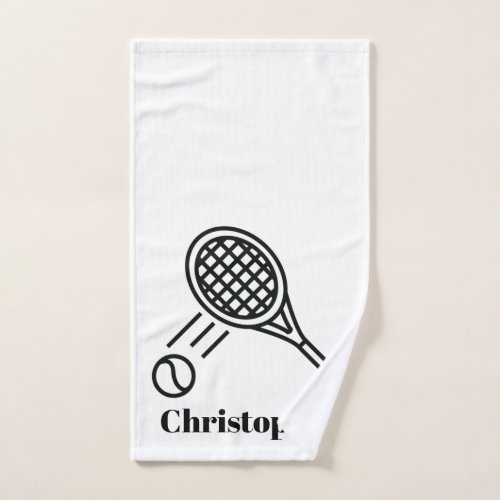 Tennis Theme Sport Monogrammed Name Hand Towel