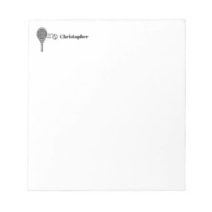 Tennis Theme Sport Monogrammed Name Notepad