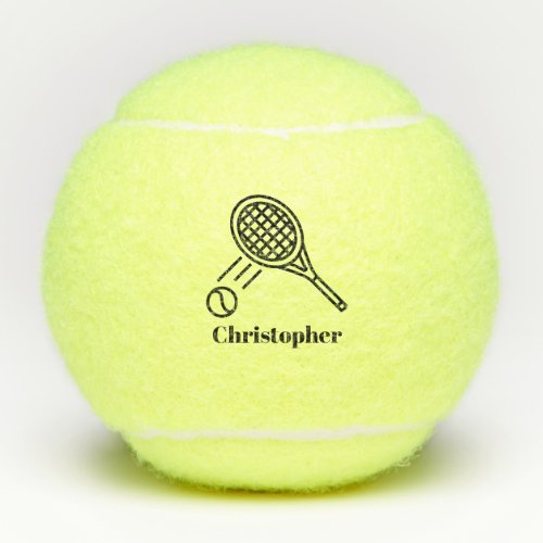 Tennis Theme Sport Monogrammed Name Tennis Balls
