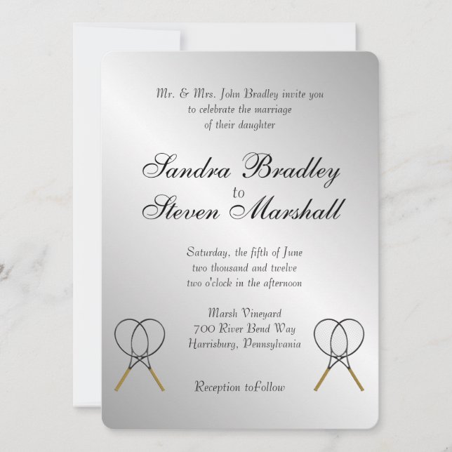 Tennis Theme Sports Wedding Invitations (Front)