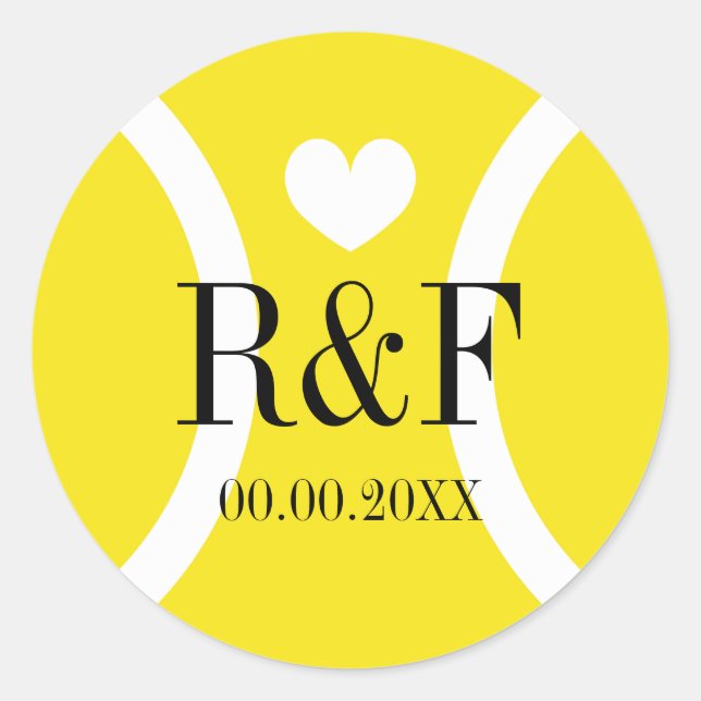Tennis theme wedding favor stickers with monogram (Front)