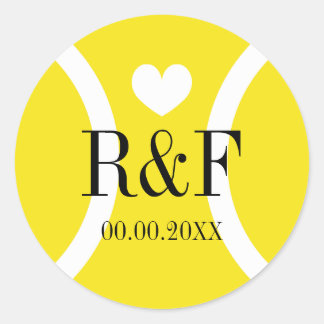 Tennis theme wedding favor stickers with monogram