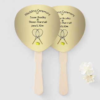 Tennis Theme Wedding Gold Hand Fan