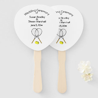 Tennis Theme Wedding White Hand Fan