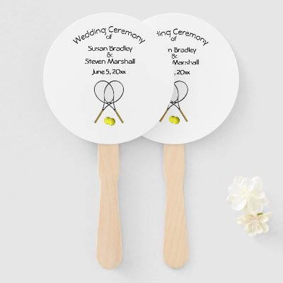 Tennis Theme Wedding White Hand Fan