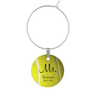 Tennis Theme Wedding Wine Tag Glass Charm