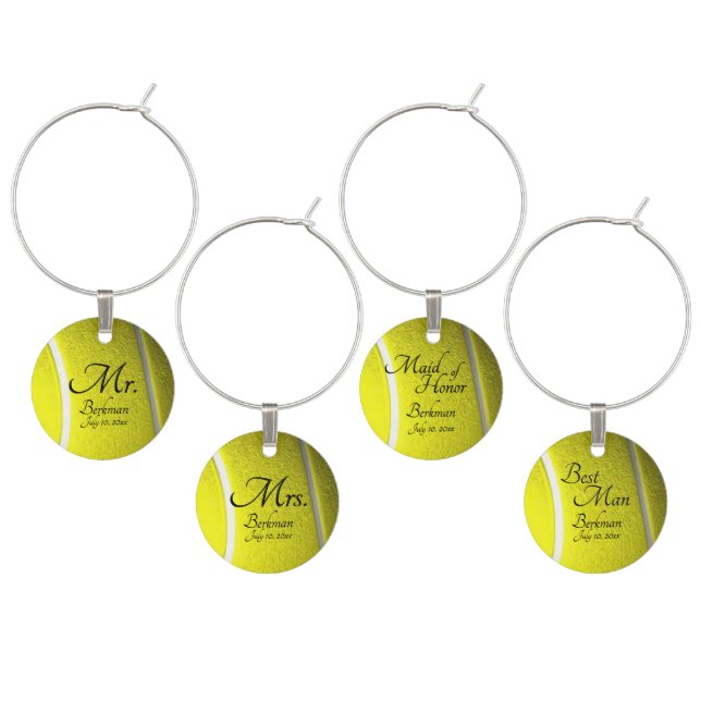 Tennis Theme Wedding Wine Tag Mrs. Charm (Staggered)