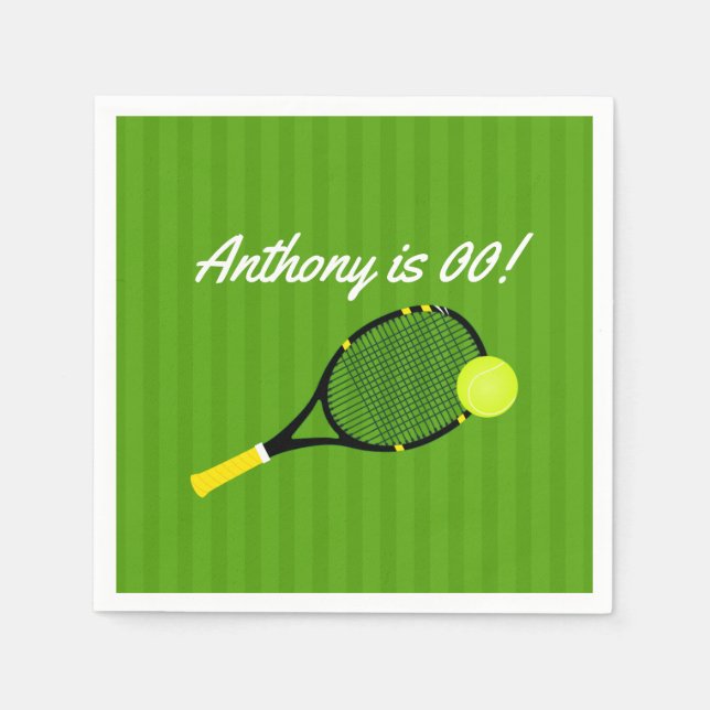 Tennis themed Birthday Party personalized Paper Napkins (Front)