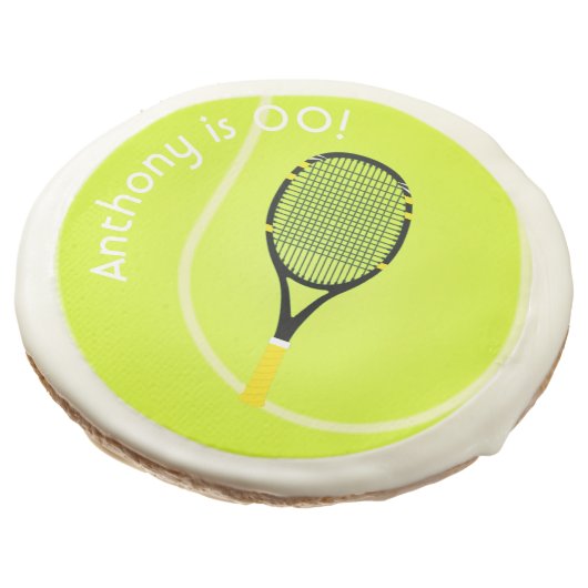 Tennis themed Birthday Party Sugar Cookie (Angled)