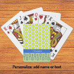 Tennis Themed Blue Pattern Custom Name Playing Cards at Zazzle