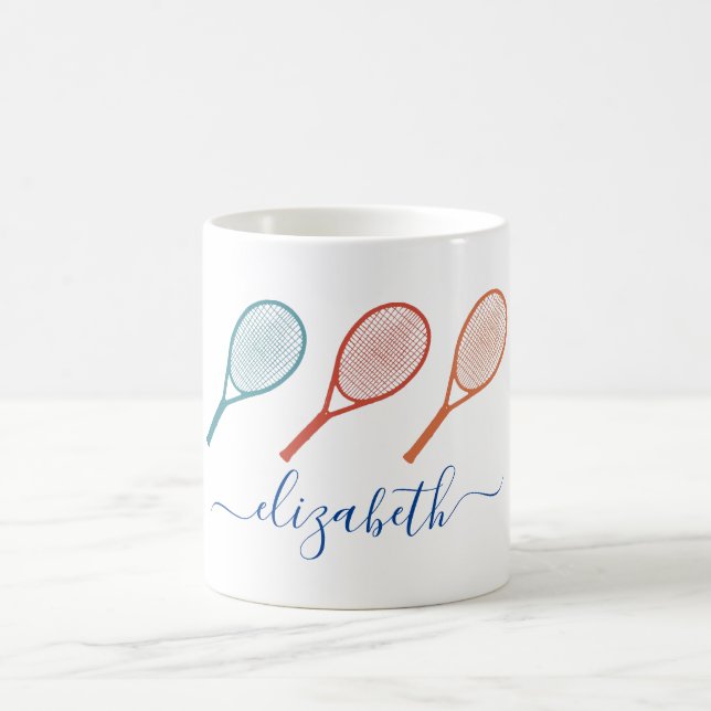 Tennis Themed Monogram Name Coffee Mug (Center)