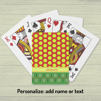 Tennis Themed Pattern Custom Name Playing Cards by Jules_Designs at Zazzle